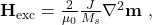 \textbf{H}_{\textrm{exc}} = \frac{2}{\mu_0}\frac{J}{M_s}\nabla^2 \textbf{m}\ ,