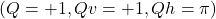 (Q = +1, Qv = +1, Qh = \pi)