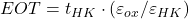 EOT = t_{HK}\cdot (\varepsilon_{ox}/\varepsilon_{HK})