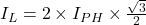 I_L =2\times I_{PH} \times \frac{\sqrt{3}}{2}