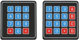 Keypad of 4x3 and 4x4 sizes.