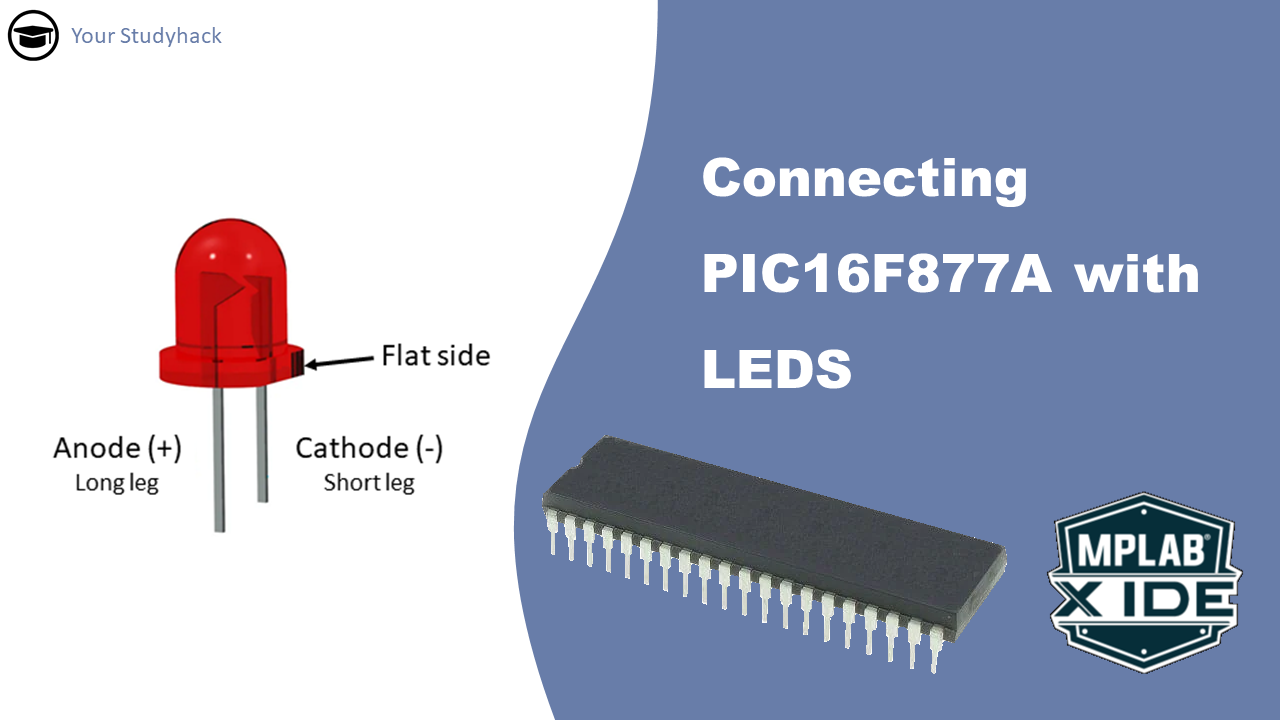 Featured image of connecting PIC16F877A with LEDS