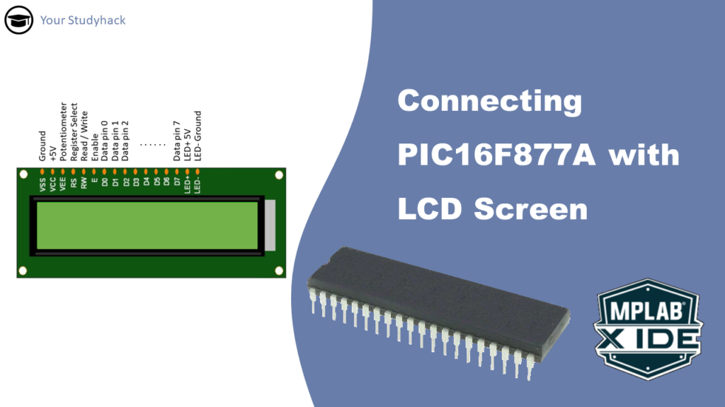 Featured image of connecting PIC16F877A with LCD screen