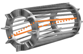 Squirrel cage with skewed bars